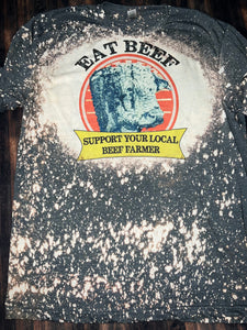 Eat Beef t shirt distressed black